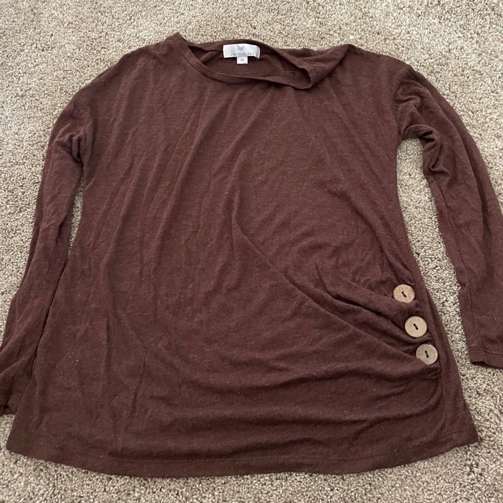 Girls Peyton Bre side button long sleeve shirt